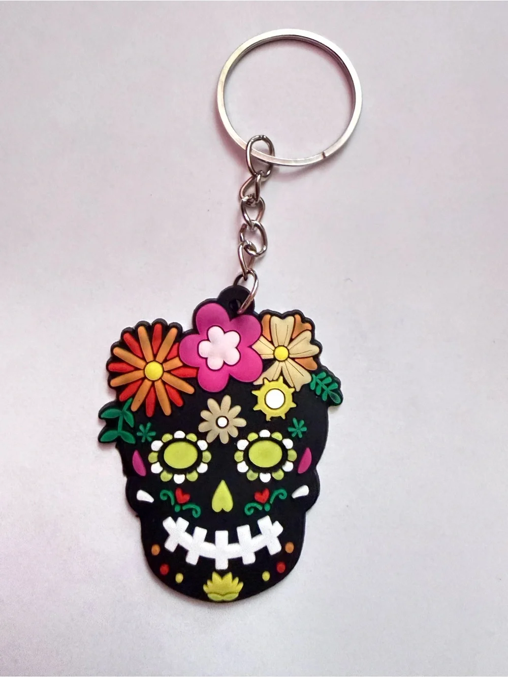 Día de Muertos Mexican colorful skull Calavera keychain SKU2579